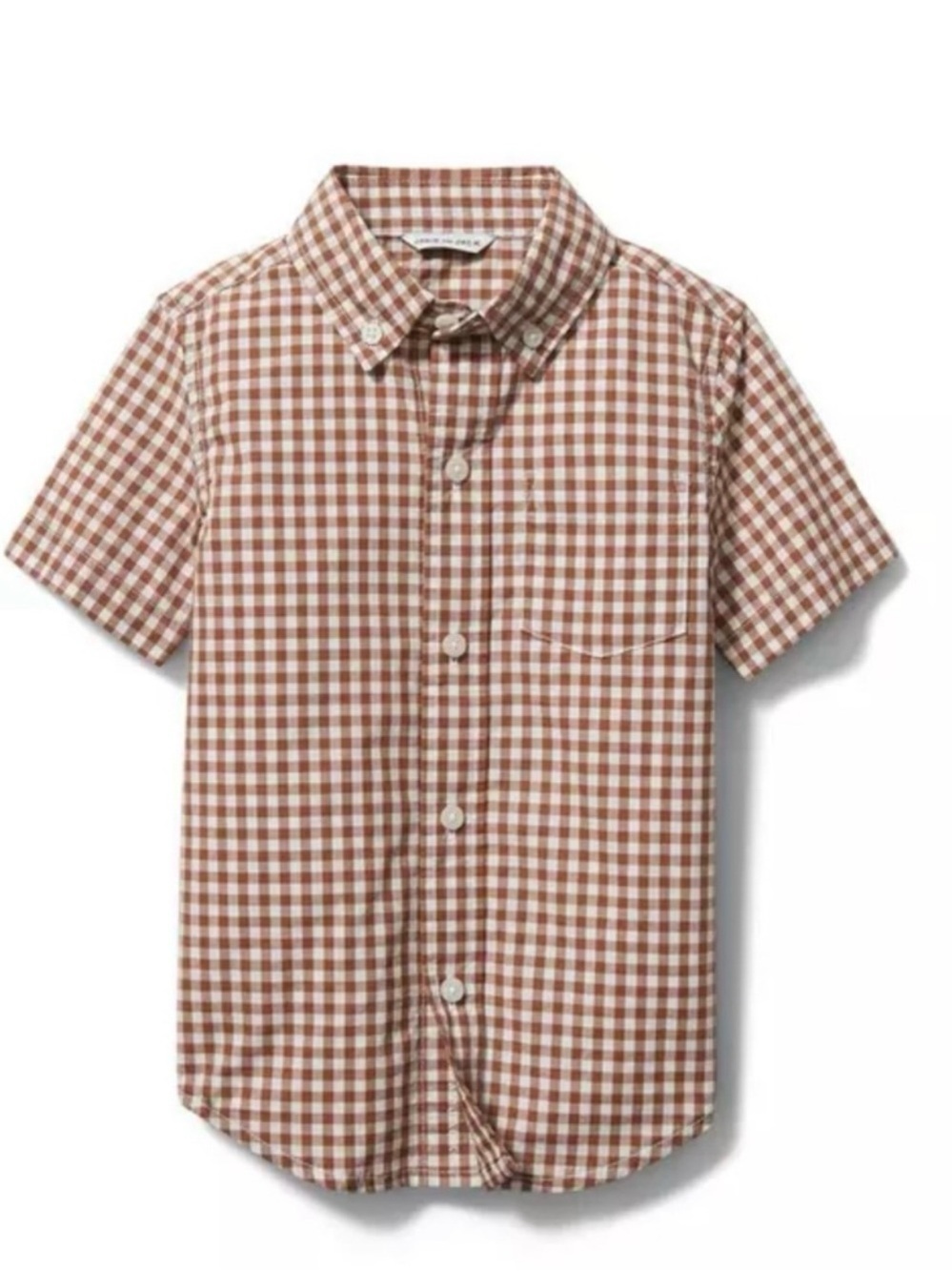 Boys Janie and Jack Brown/white Gingham Button-Down Shirt - 4T